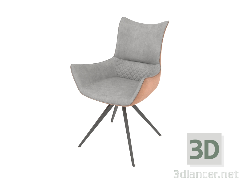 modèle 3D Fauteuil Jess (gris-marron) - preview
