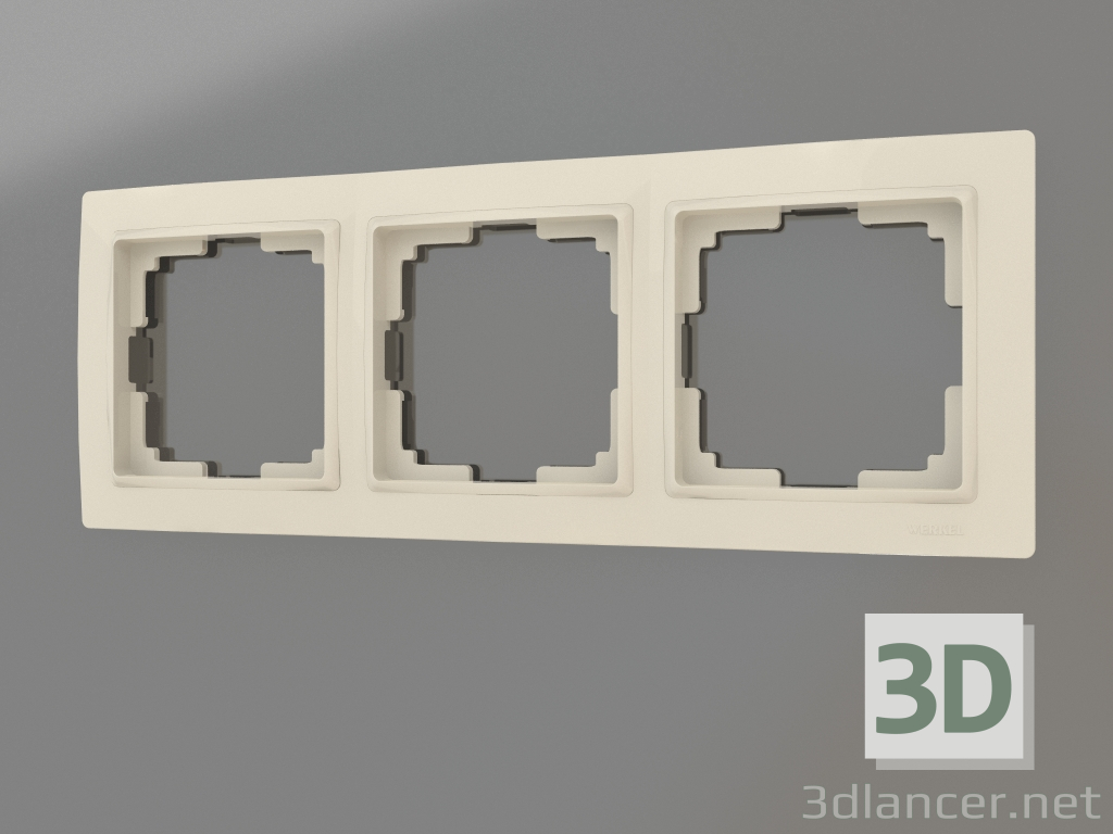 Modelo 3d Moldura para 3 postes Snabb Basic (marfim) - preview