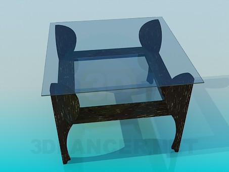 3d модель Журнальний стіл зі скляною стільницею – превью