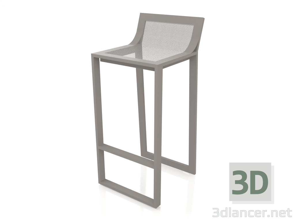 modello 3D Sgabello alto con schienale alto (grigio quarzo) - anteprima