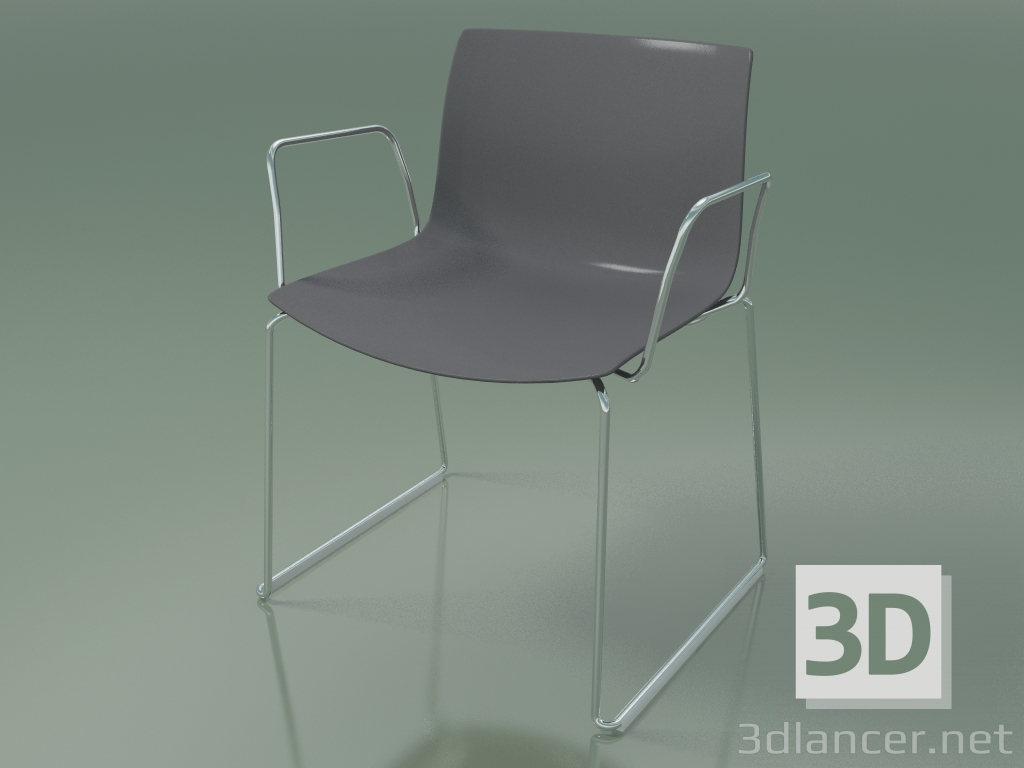 modello 3D Sedia 2074 (su rotaie, con braccioli, polipropilene PO00412) - anteprima