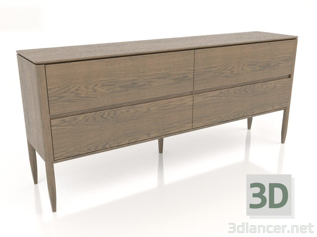 3 डी मॉडल दराजों वाली छाती, ओक लिबास फिनिश W (180x44.5x80 सेमी) - पूर्वावलोकन