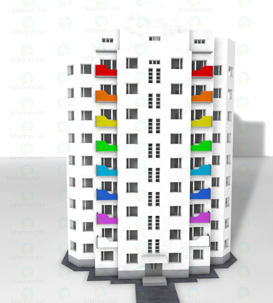 3d model House 9 floor - preview 3d model House 9 floor - preview