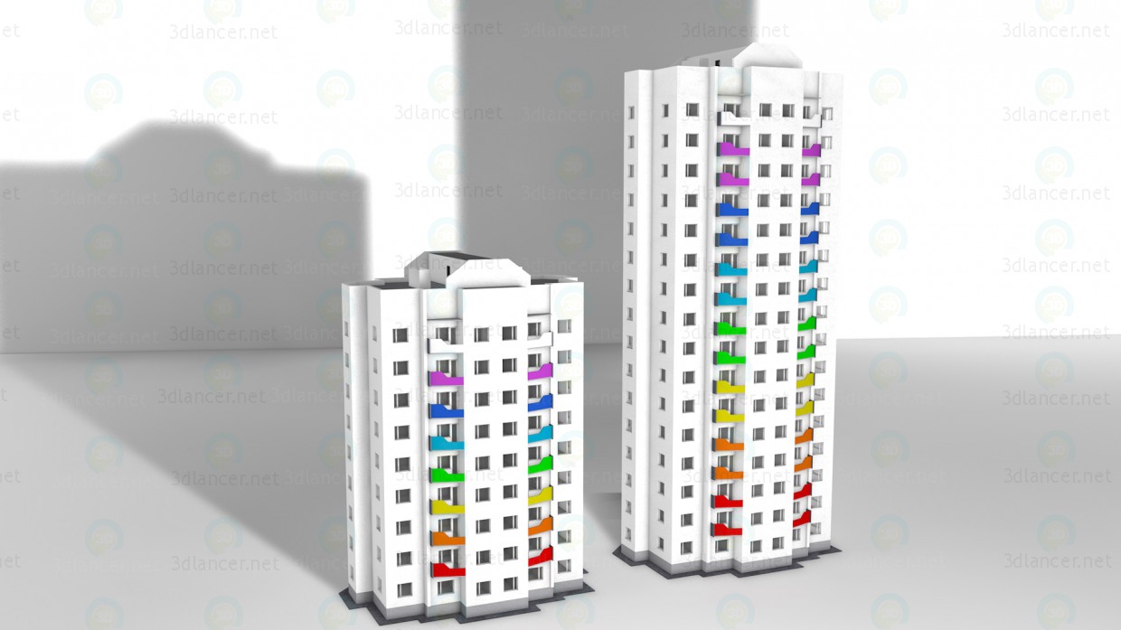 3d model House 9 floor - preview 3d model House 9 floor - preview