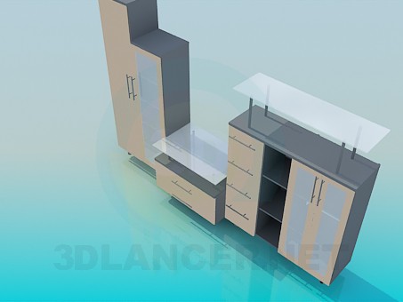 3d модель Стенка в гостинную – превью 3d модель Стенка в гостинную – превью