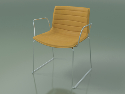 Chair 2075 (on skids, with armrests, with leather upholstery)