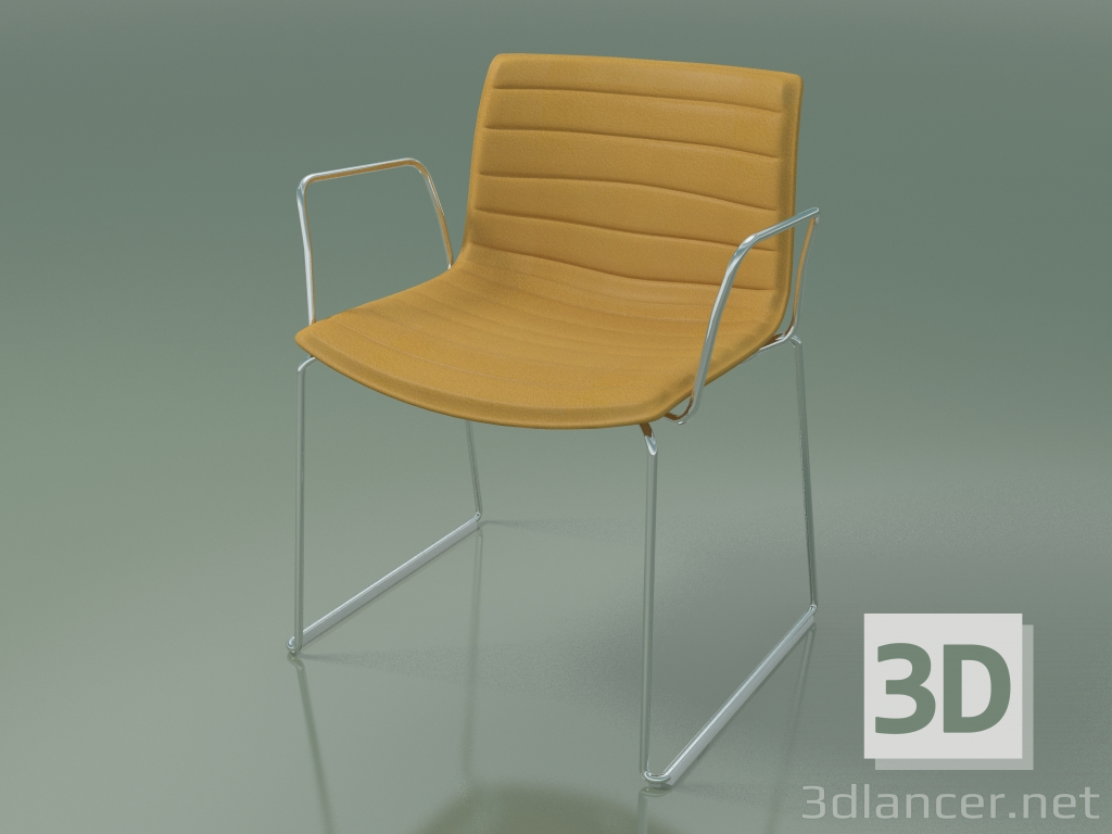 modèle 3D Chaise 2075 (sur patins, avec accoudoirs, avec revêtement en cuir) - preview