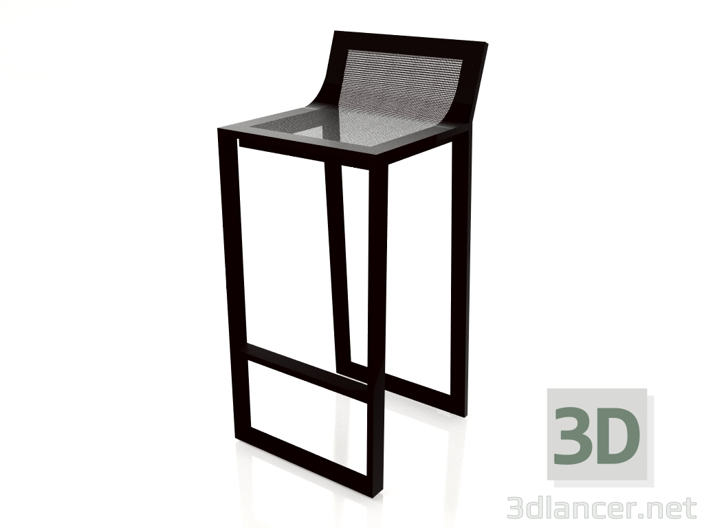 modello 3D Sgabello alto con schienale alto (Nero) - anteprima