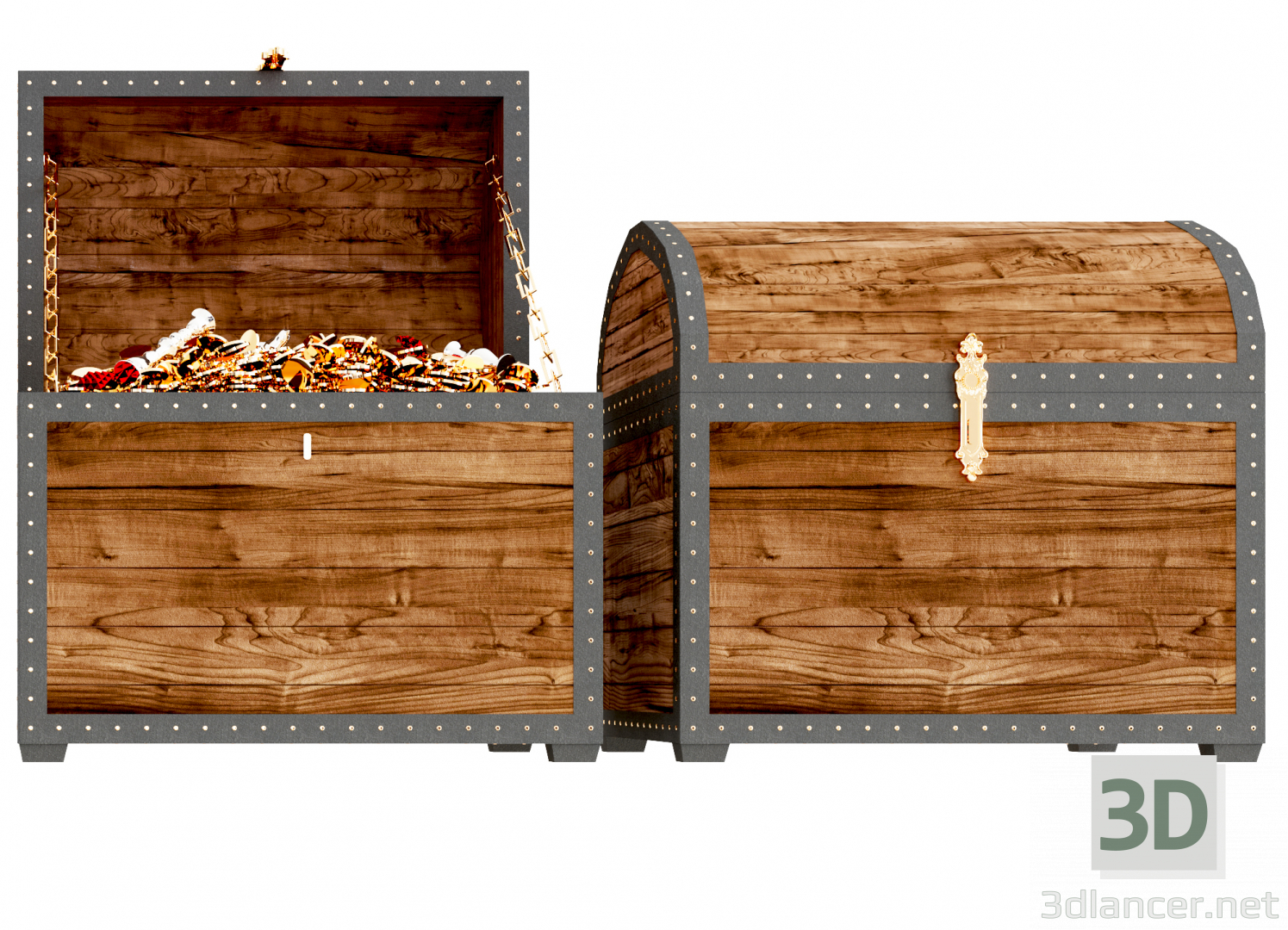 3d Treasure chests model buy - render