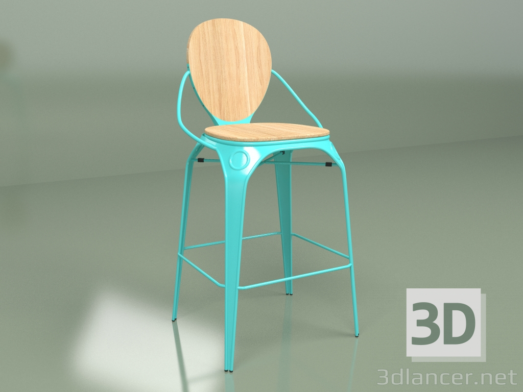 3d модель Барний стілець Louix (бірюзовий) – превью