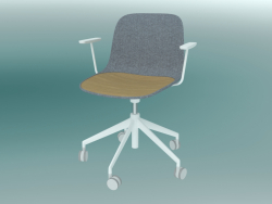 Stuhl mit SEELA-Rollen (S341 mit Polsterung und Holzverkleidung)