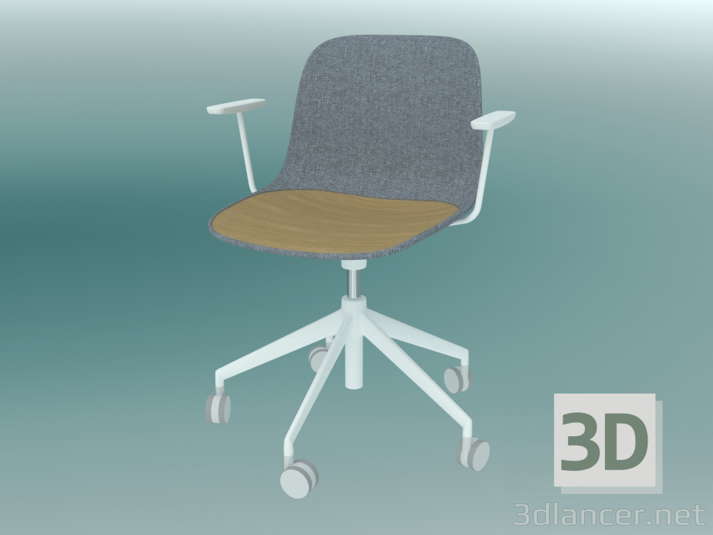 Modelo 3d Cadeira com rodízios SEELA (S341 com estofamento e guarnição de madeira) - preview