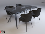 Concepto Glassy Keen katlanır masa siyahı + Concepto Keen koltuk yağı gri