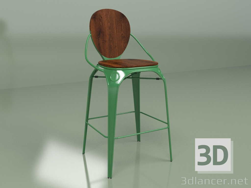 3D modeli Bar taburesi Louis (yeşil) - önizleme
