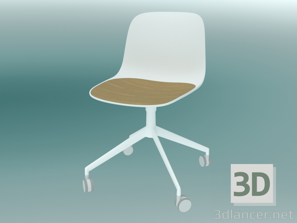 modèle 3D Chaise avec roulettes SEELA (S342 avec garniture en bois, sans rembourrage) - preview