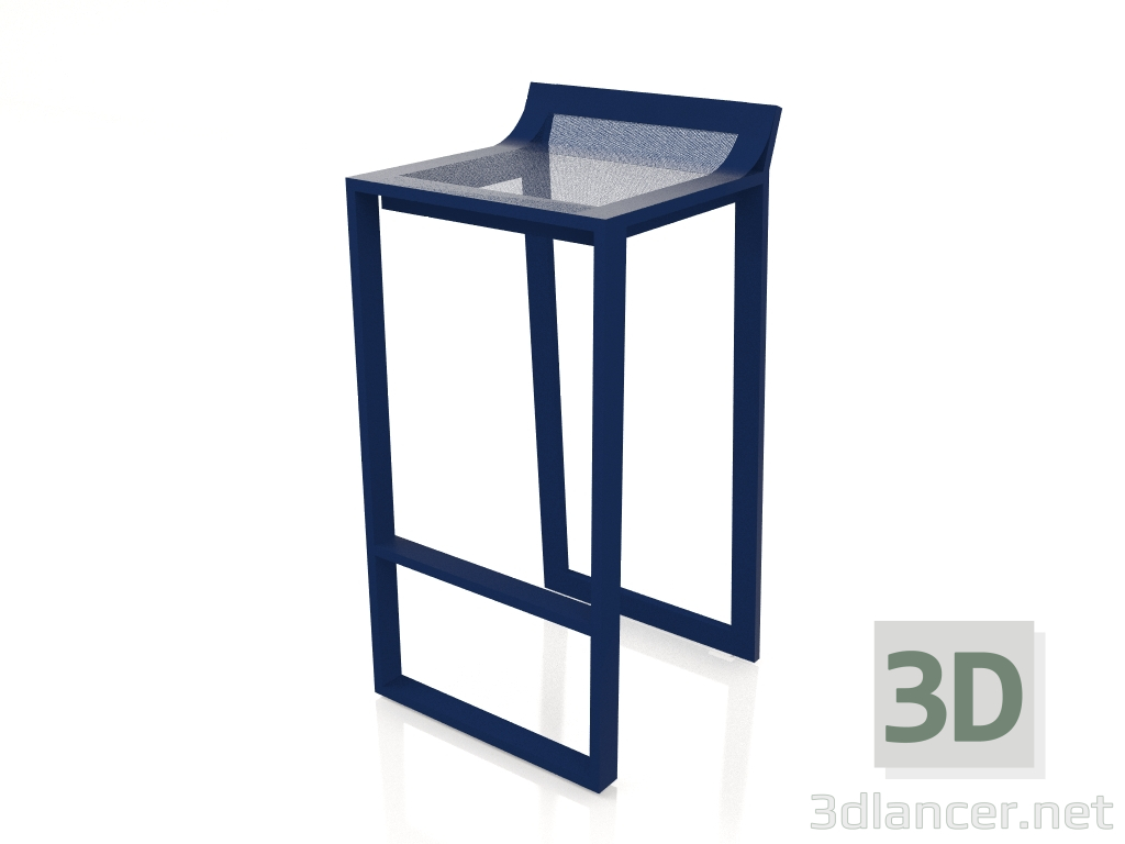 modèle 3D Tabouret haut avec dossier bas (Bleu nuit) - preview
