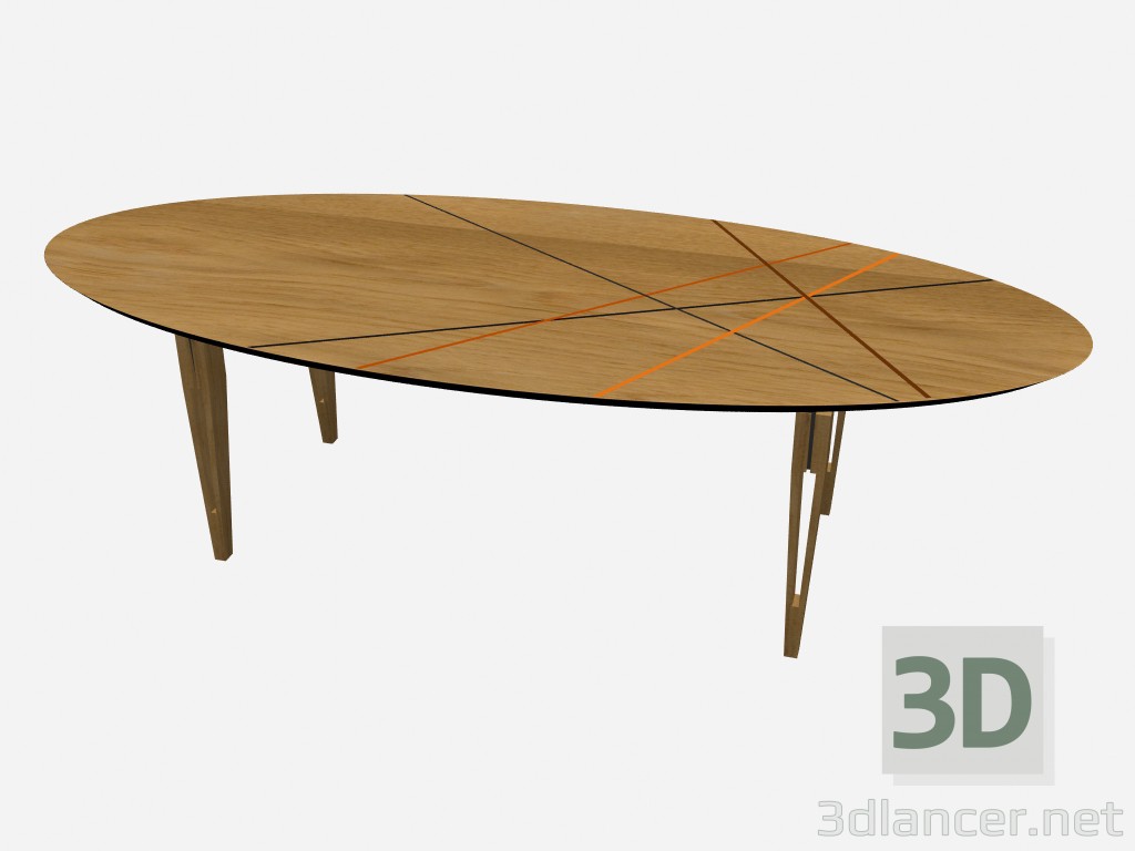 modèle 3D Table ovale, Janet - preview