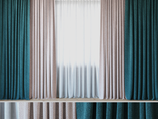 Modelo 3D "Cortinas con juego de tul 05."