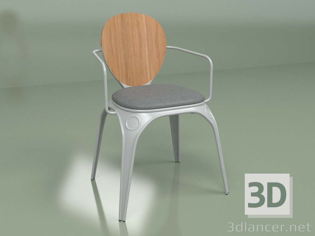modèle 3D Chaise Louix avec coussin (gris chaud) - preview