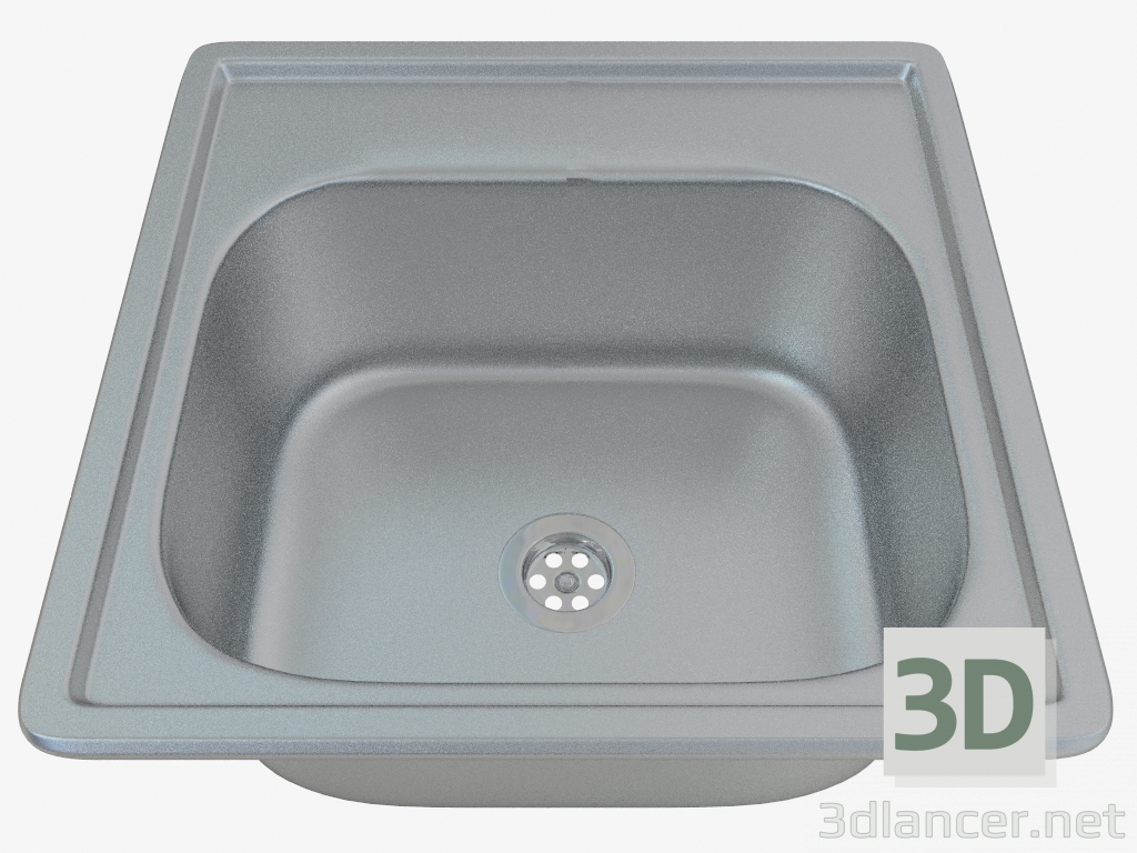 modello 3D Lavello, 1 vasca senza alette per asciugatura - Satin Techno (ZMU 0100) - anteprima