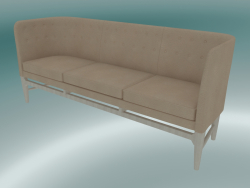 Triple sofá Mayor (AJ5, H 82cm, 62x200cm, Roble blanco aceitado, Cuero - Anilina de seda)