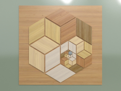 Wooden panel 3D cube 1