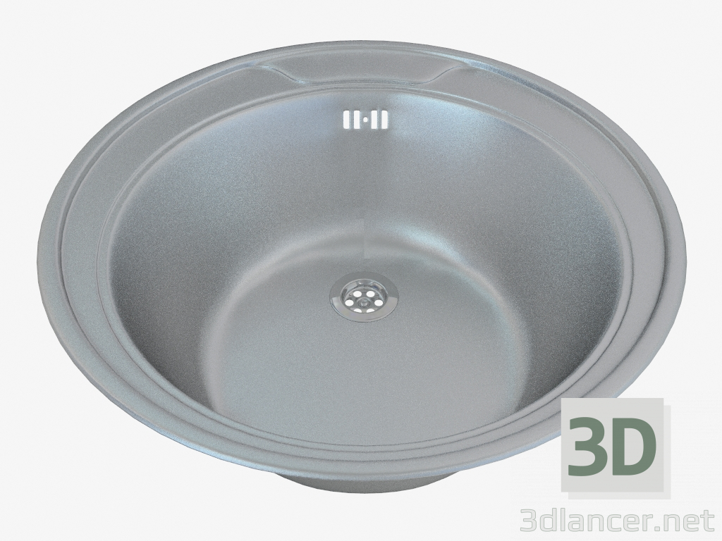 modello 3D Lavello, rotondo 1 vasca senza alette per asciugatura - satin Twist (ZEU 0810) - anteprima