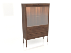Showcase, walnut veneer finish (100x39.5x161.6 cm)
