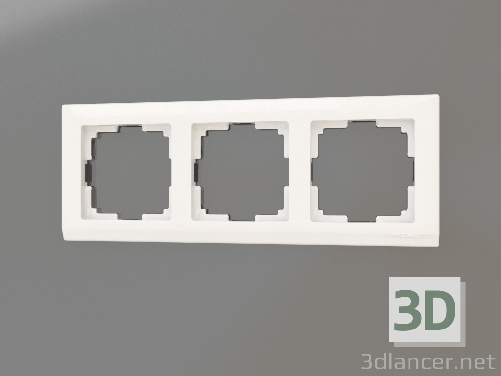 3D Modell Rahmen für 3 Pfosten Stark (weiß) - Vorschau