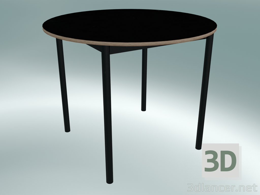 modèle 3D Base de table ronde ⌀90 cm (Noir, Contreplaqué, Noir) - preview