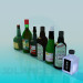 modello 3D Bottiglie con alcool - anteprima
