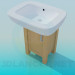 3d model Massive wash basin on a small wooden cabinet - preview