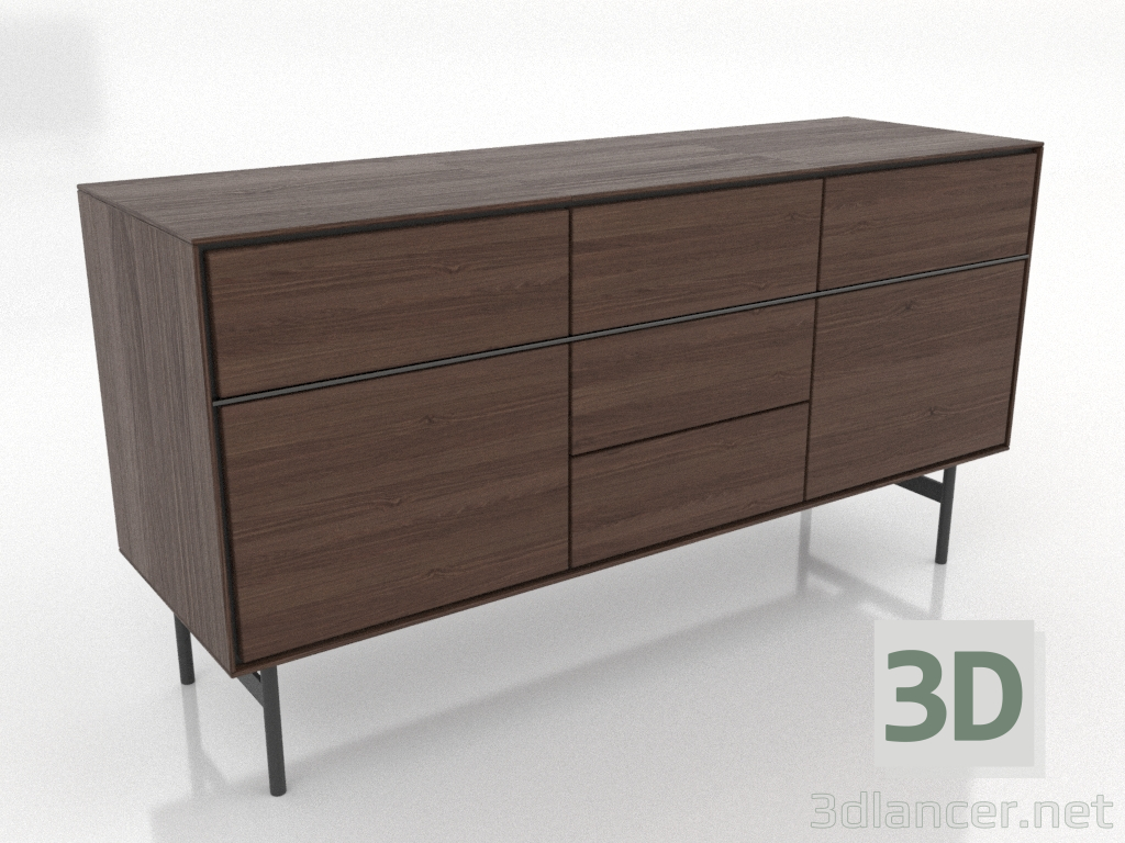 modello 3D Mobile 2 1600x500 mm (noce scuro) - anteprima modello 3D Mobile 2 1600x500 mm (noce scuro) - anteprima