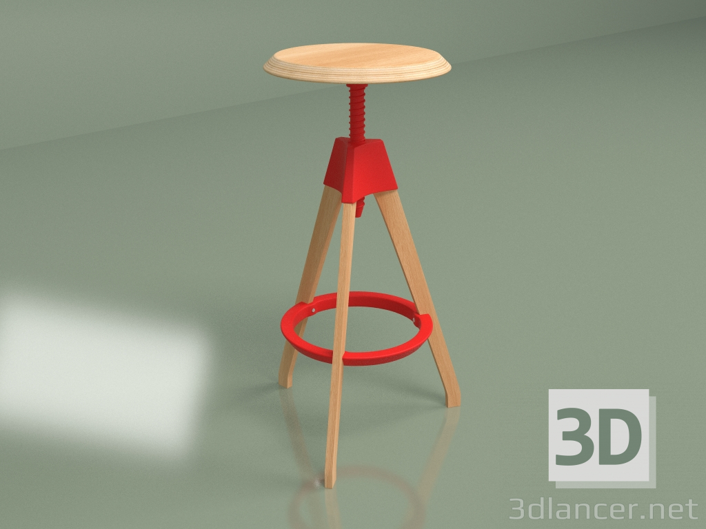 3d model Taburete de bar Jerry (rojo) - vista previa