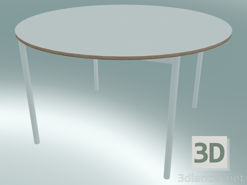 modello 3D Tavolo tondo Base ⌀128 cm (Bianco, Compensato, Bianco) - anteprima