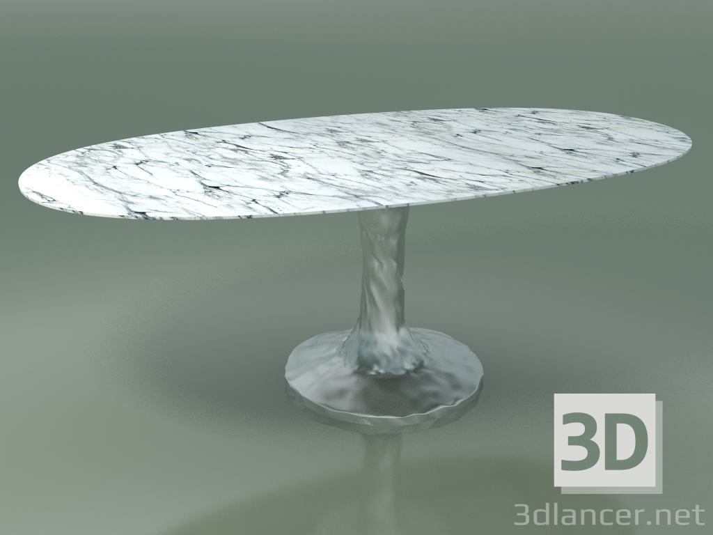3D modeli Oval yemek masası (138, Beyaz Carrara Mermer) - önizleme