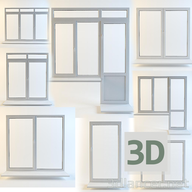 3d модель Пластиковые окна – превью