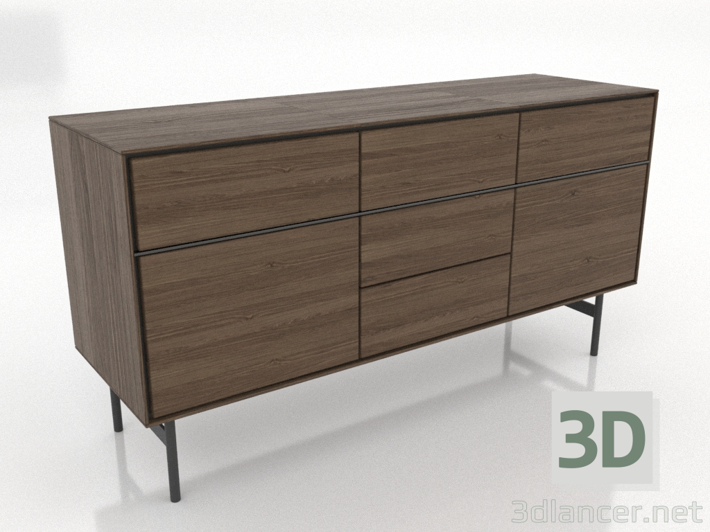 modello 3D Mobile 2 1600x500 mm (frassino alleggerito noce) - anteprima modello 3D Mobile 2 1600x500 mm (frassino alleggerito noce) - anteprima
