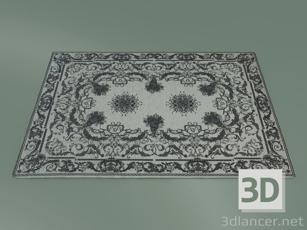 3d model Carpet Baroque (S34, White-Silver) - preview