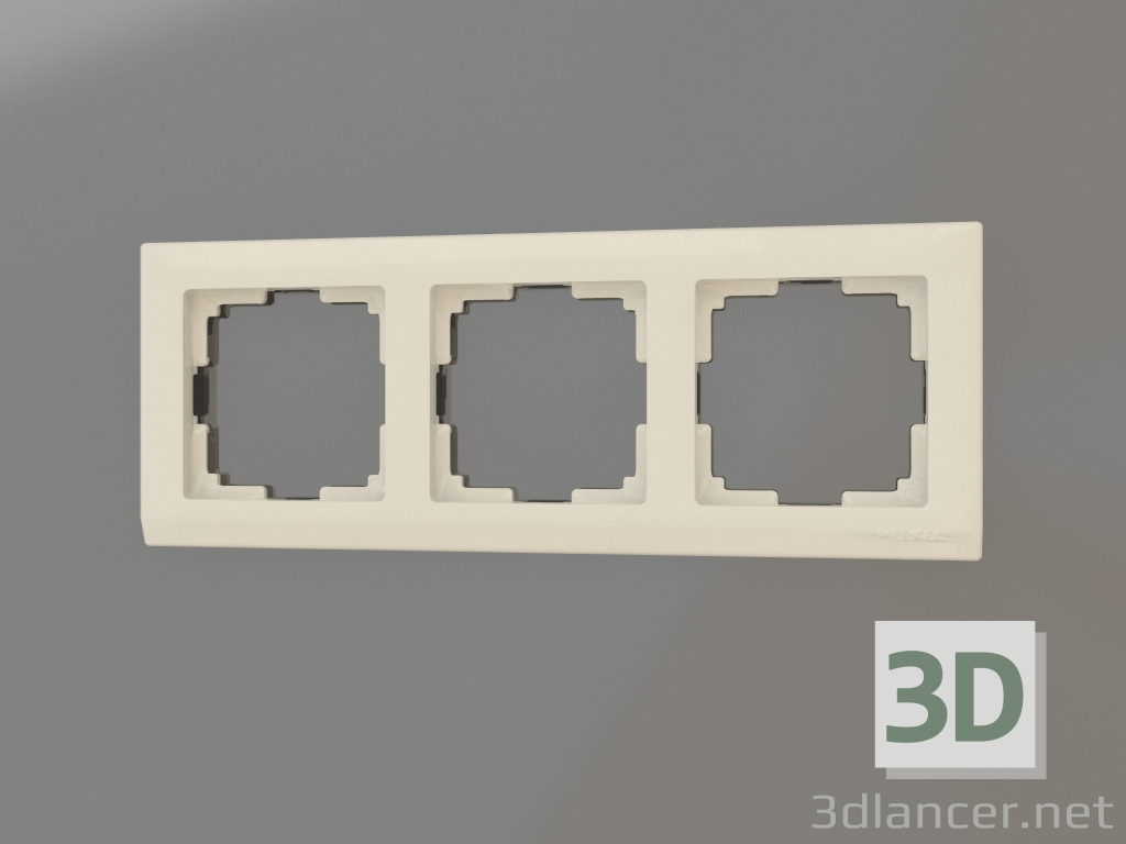 3D Modell Rahmen für 3 Pfosten Stark (Elfenbein) - Vorschau