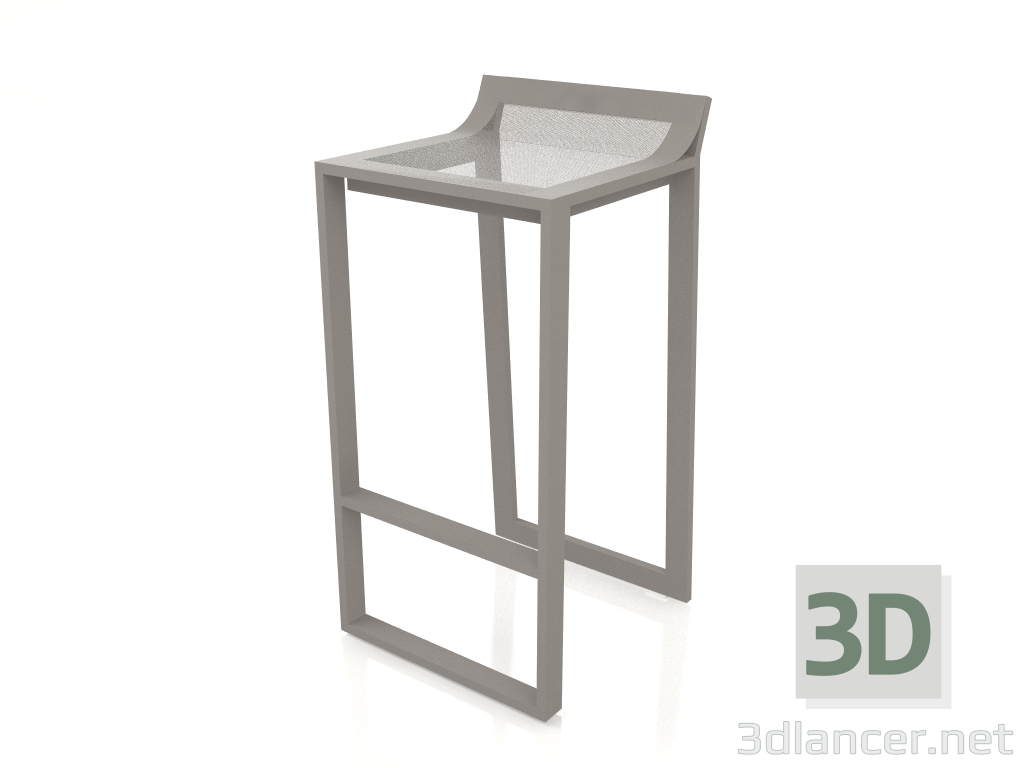 modèle 3D Tabouret haut avec dossier bas (Gris quartz) - preview