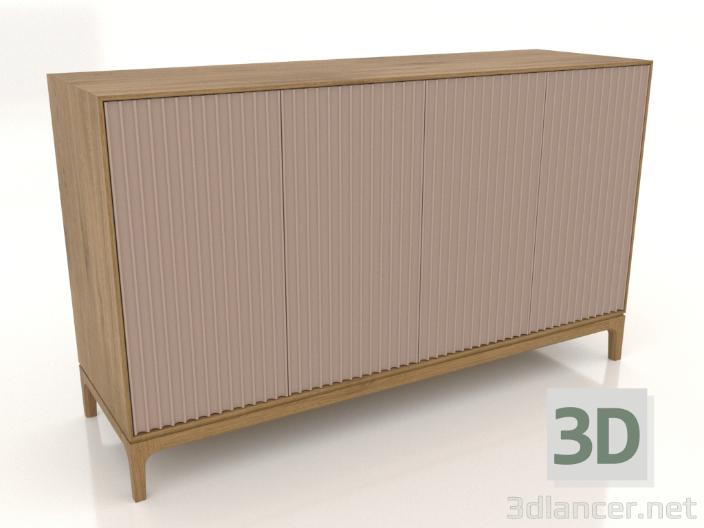 3D modeli TV sehpası FARGO frezelenmiş cepheli 1600x500x950 mm (bej, doğal meşe, seçenek 2) - önizleme
