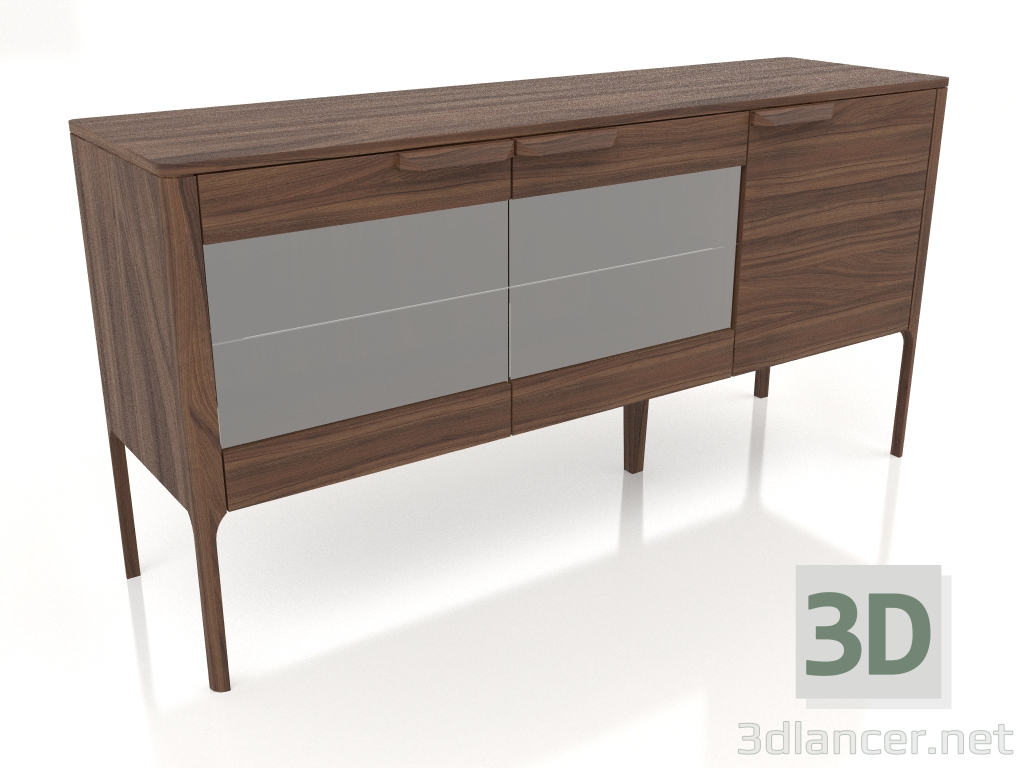 Modelo 3d Buffet com acabamento em folheado de nogueira (160x45x81,6 cm) - preview