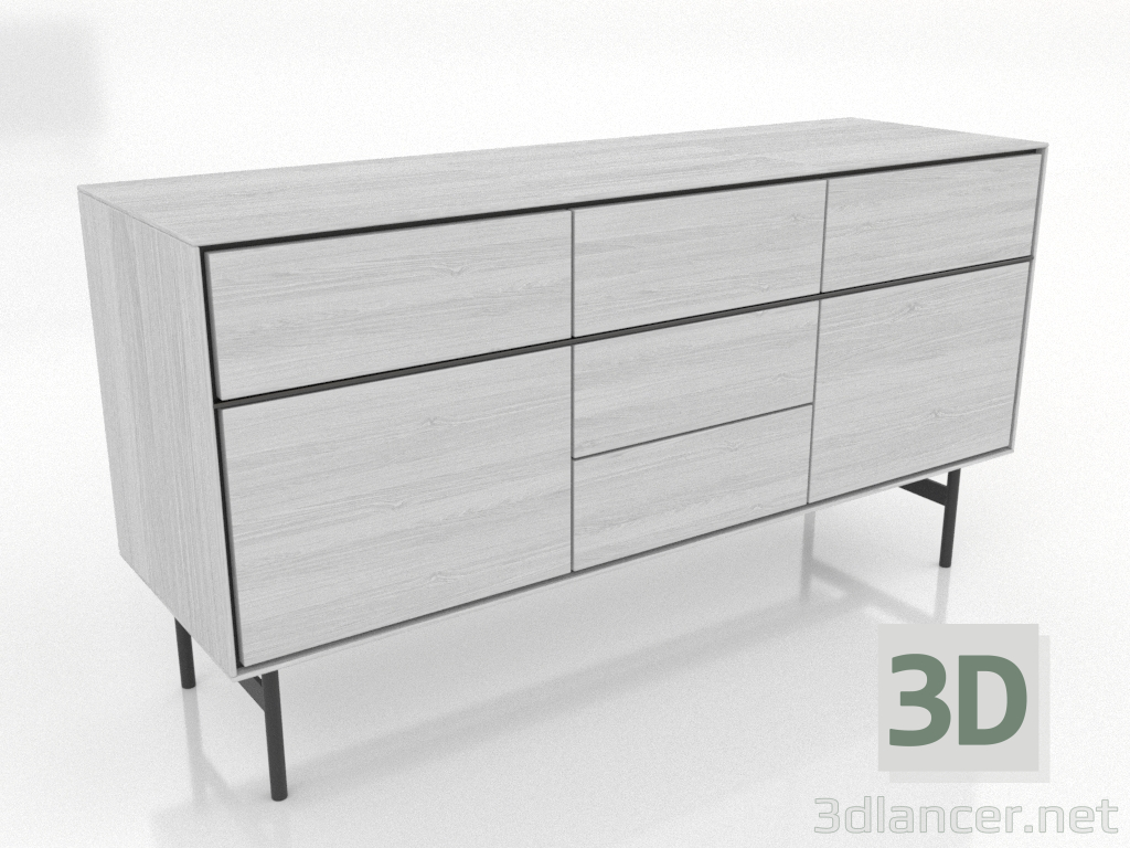modello 3D Armadio 2 1600x500 mm (bianco RAL 9010) - anteprima modello 3D Armadio 2 1600x500 mm (bianco RAL 9010) - anteprima