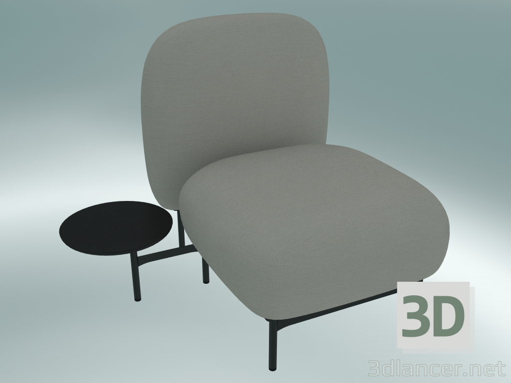 modello 3D Sistema di sedili componibili Isole (NN1, schienale alto con tavola rotonda a destra) - anteprima