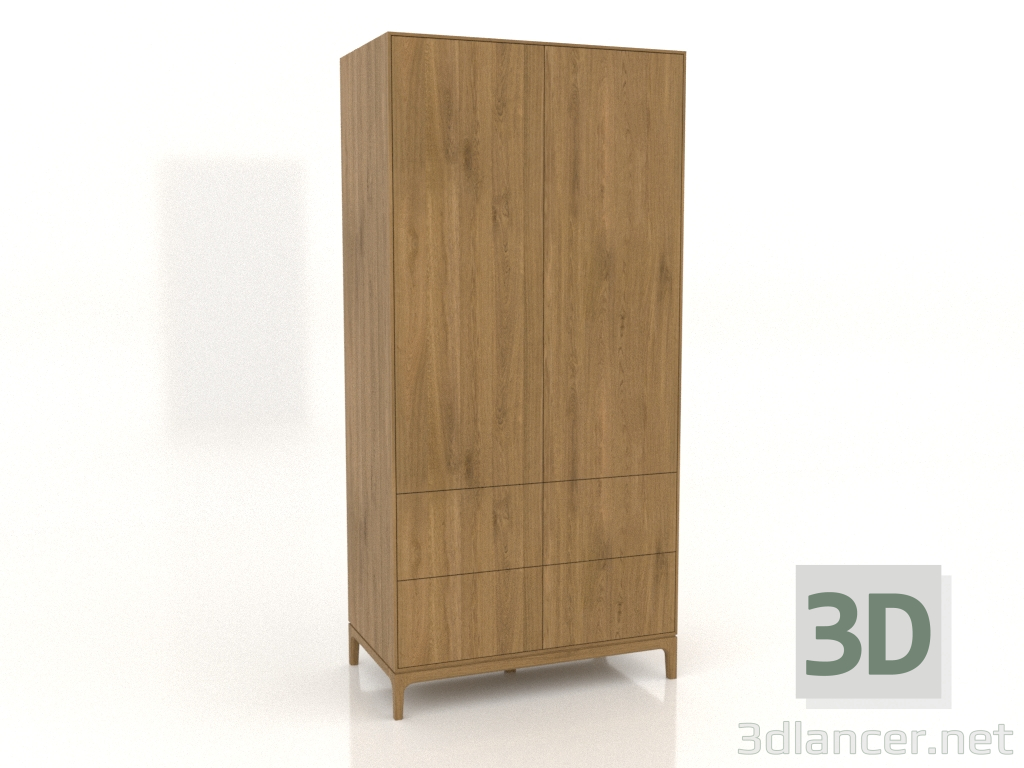 3D Modell Kleiderschrank FARGO 1050x600x2200 mm (Eiche natur, 2 Türen, 4 Schubladen) - Vorschau
