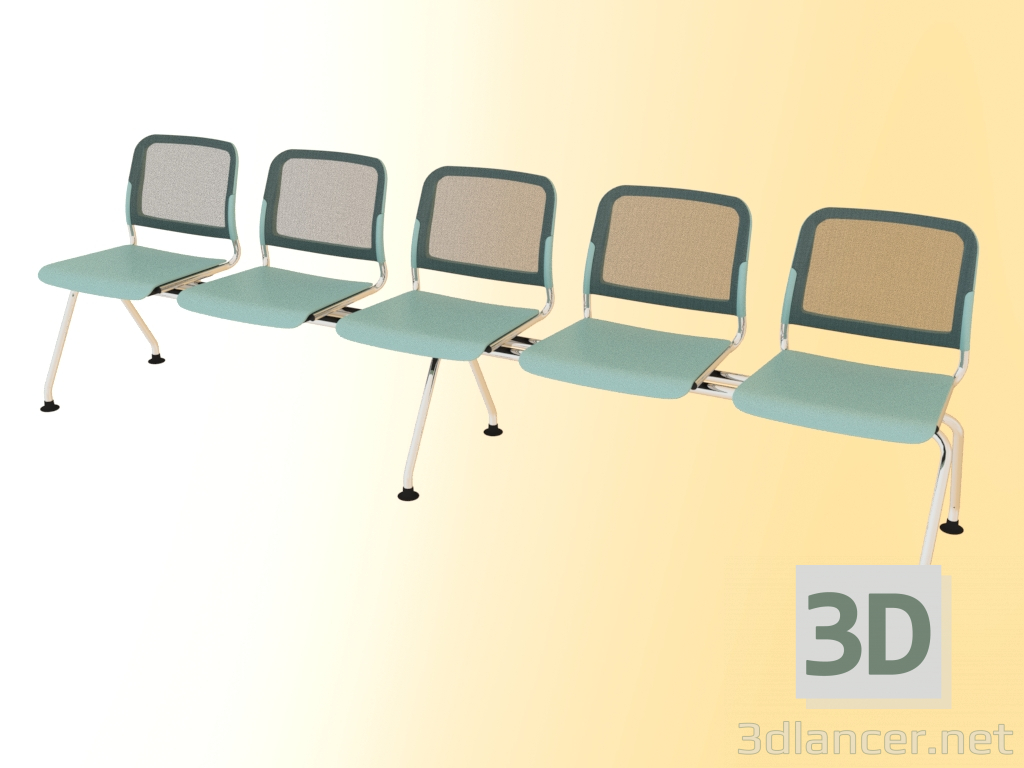 3d model Five-seat bench (525L5) - preview