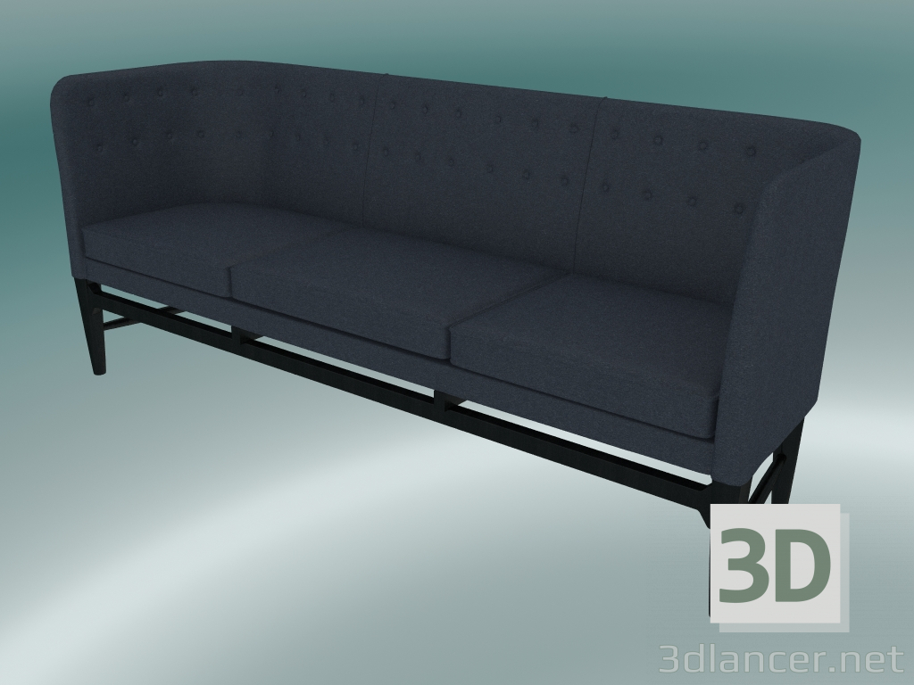 3D modeli Üçlü koltuk Belediye Başkanı (AJ5, H 82cm, 62x200cm, Siyah boyalı meşe, Divina - 793) - önizleme
