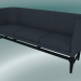 3d model Triple sofá Mayor (AJ5, H 82cm, 62x200cm, Roble teñido negro, Divina - 793) - vista previa