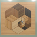 3d model Wooden panel 3D cube 2 - preview